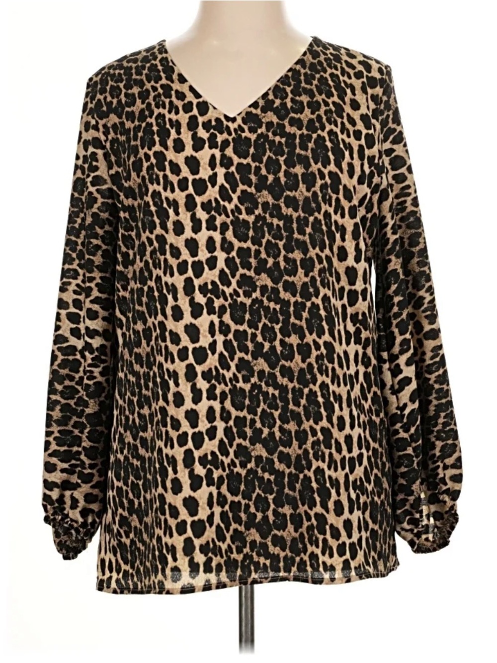 Leopard Print Tunic Top size XL — Black & Tan